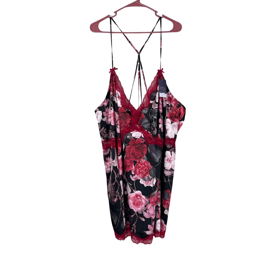 Cacique Floral Lace Trim Chemise Babydoll 26/28 Plus Size Lingerie Sleepwear - Picture 2 of 9